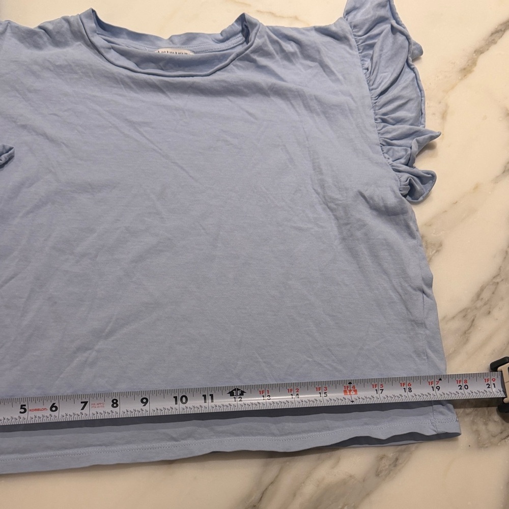 Light Blue Ruffled Sleeve Top - Picture 6 of 6